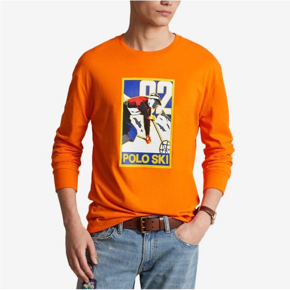Polo Ralph Lauren Men's Ski 92 Long-Sleeve Cotton Tee size medium